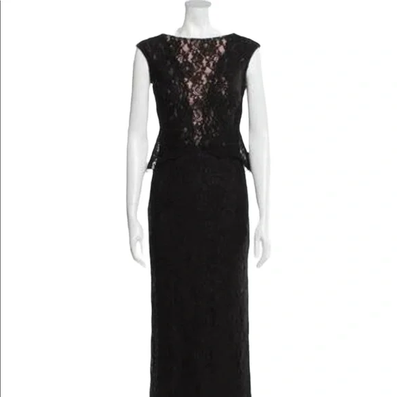 maternity wendie lace dress Black and Taupe Lace Materrnity Midi Dress main image 1